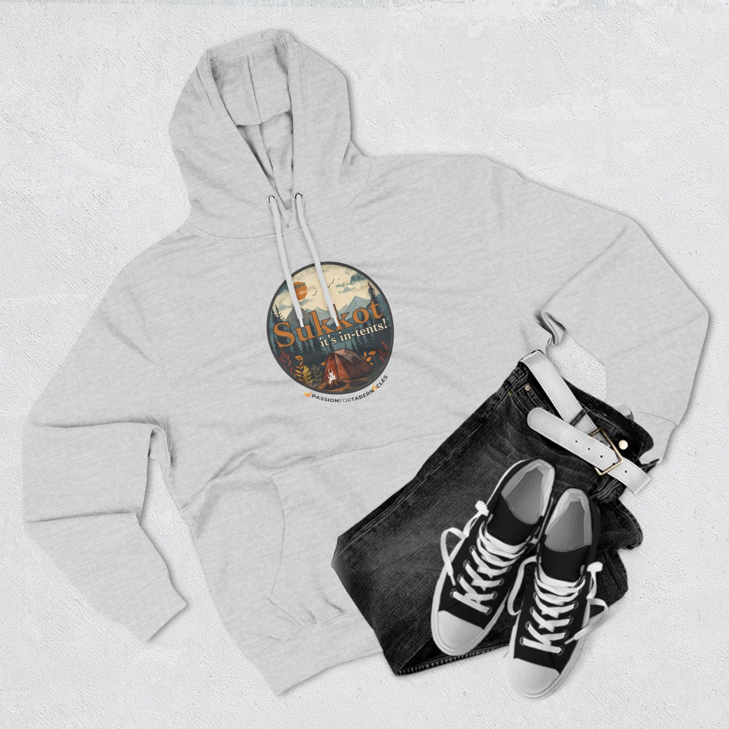 Sukkot it's in-tents! | Three-Panel Fleece Hoodie