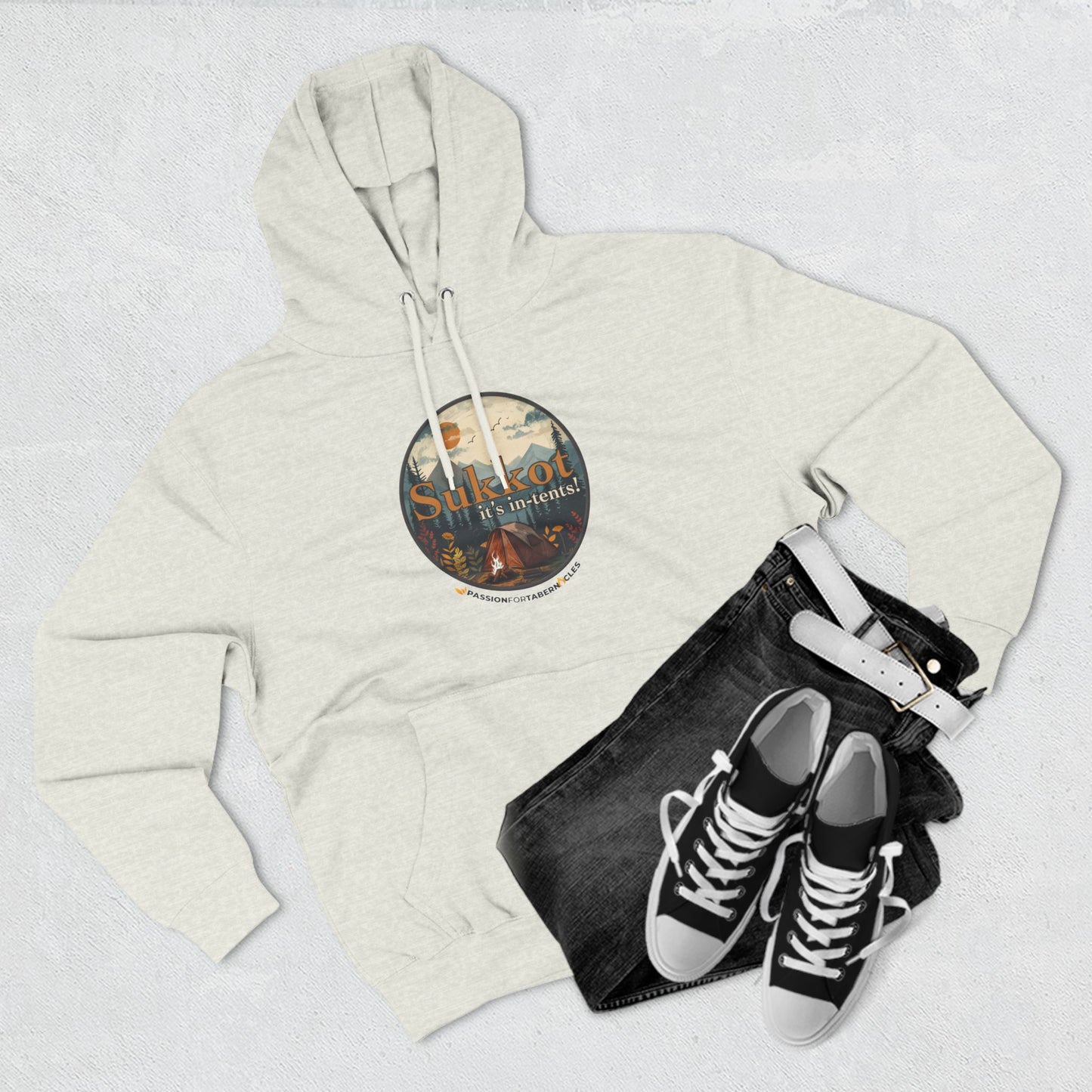 Sukkot it's in-tents! | Three-Panel Fleece Hoodie