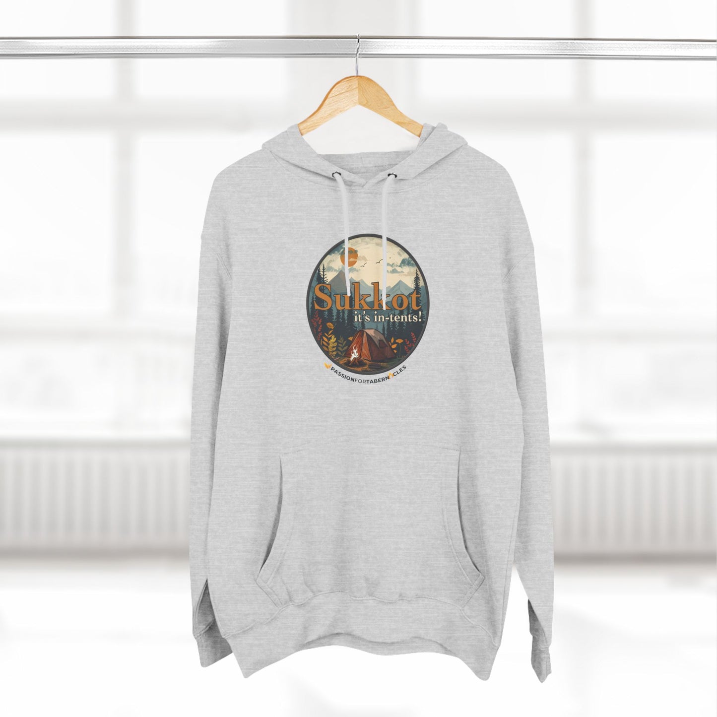 Sukkot it's in-tents! | Three-Panel Fleece Hoodie