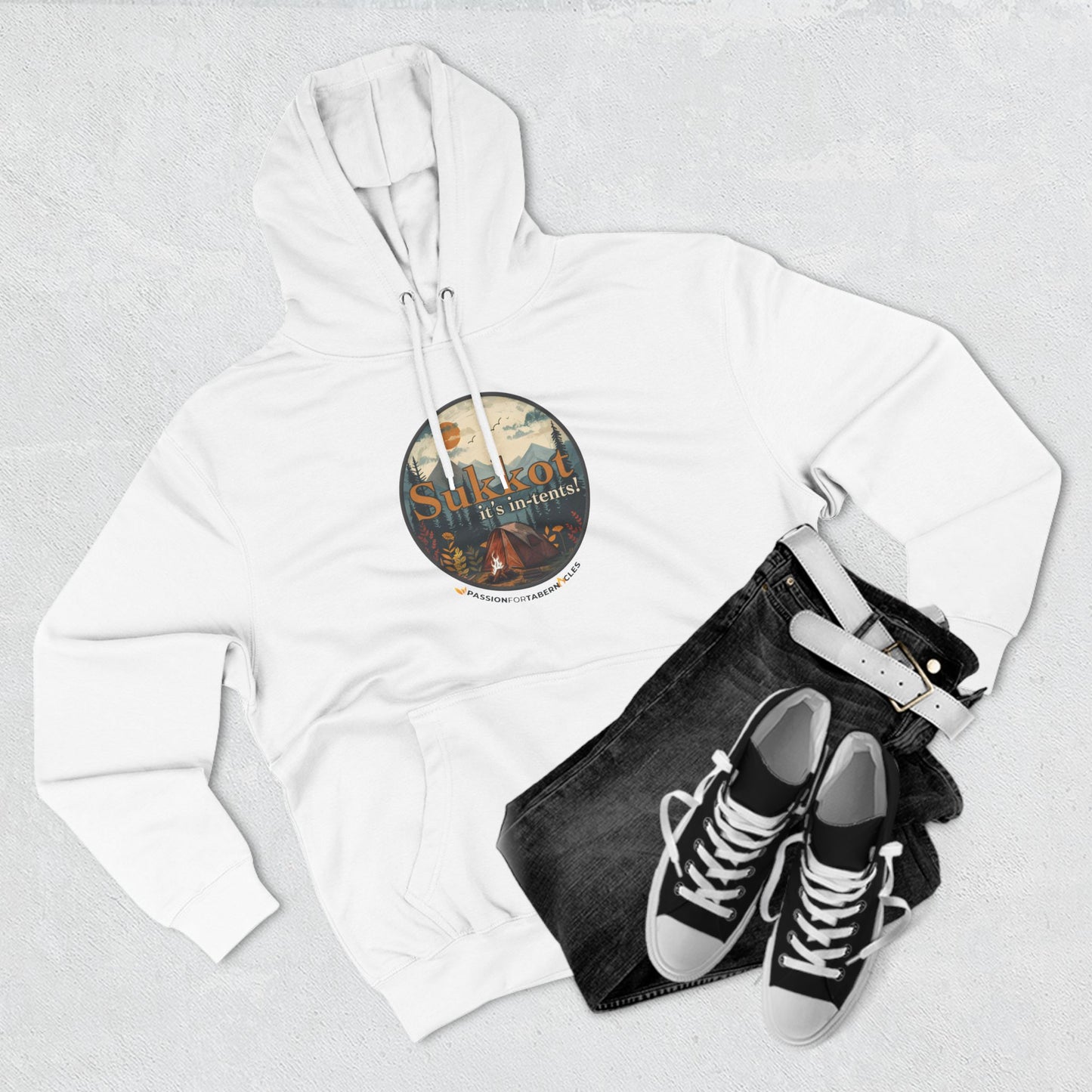 Sukkot it's in-tents! | Three-Panel Fleece Hoodie